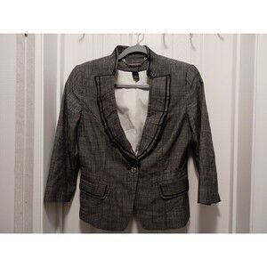 White House‎ Black Market Womens Gray Short Blazer Jacket Ruffle Size 6